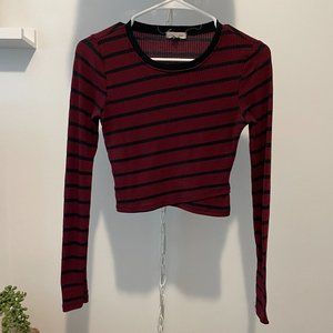 Red and black stripped crop top